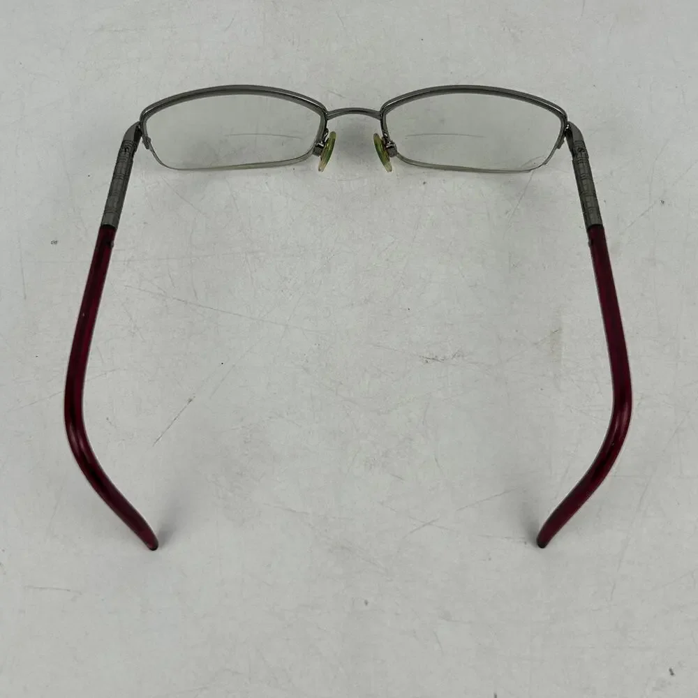 Burberry B1157 1003 Eyeglasses Frame Womens Silver Burgundy Half Rim 52-17-135mm